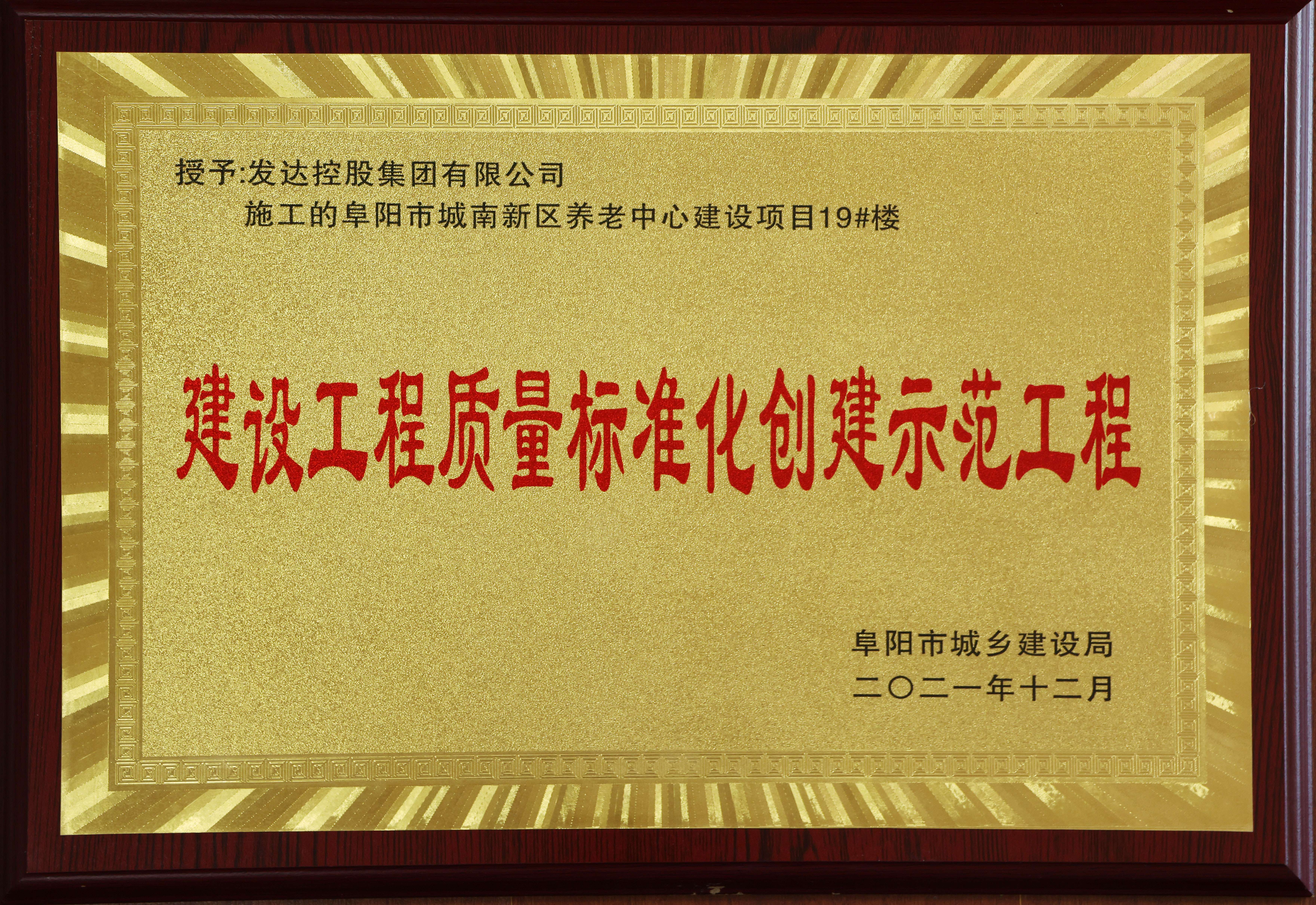 阜陽(yáng)養老中心項目-建設工程質(zhì)量標準化創(chuàng  )建示范工程